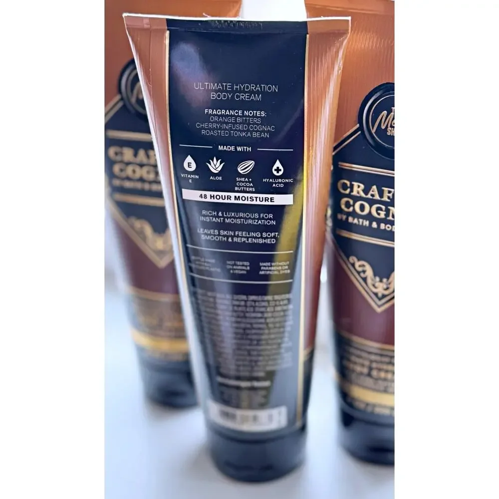 Bath & Body Works Crafted Cognac Men's Shop Ultimate Hydration Body Cream x3